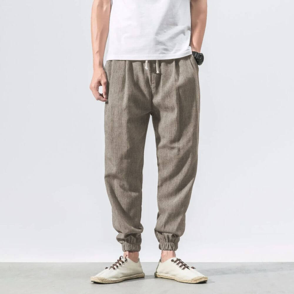 Levoire | Pantalon Pour Homme Léger En Coton Et Lin Doux, Respirant Et Élégant