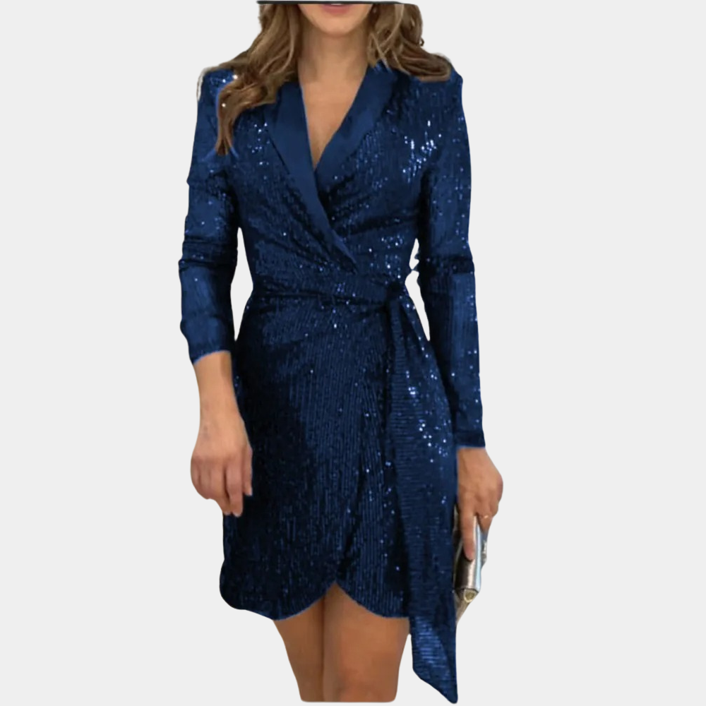 Levoire | Élégante Robe Blazer Pour Femmes Avec Ceinture Chic, Polyvalente & Parfaite Pour Des Occasions Spéciales Bleu