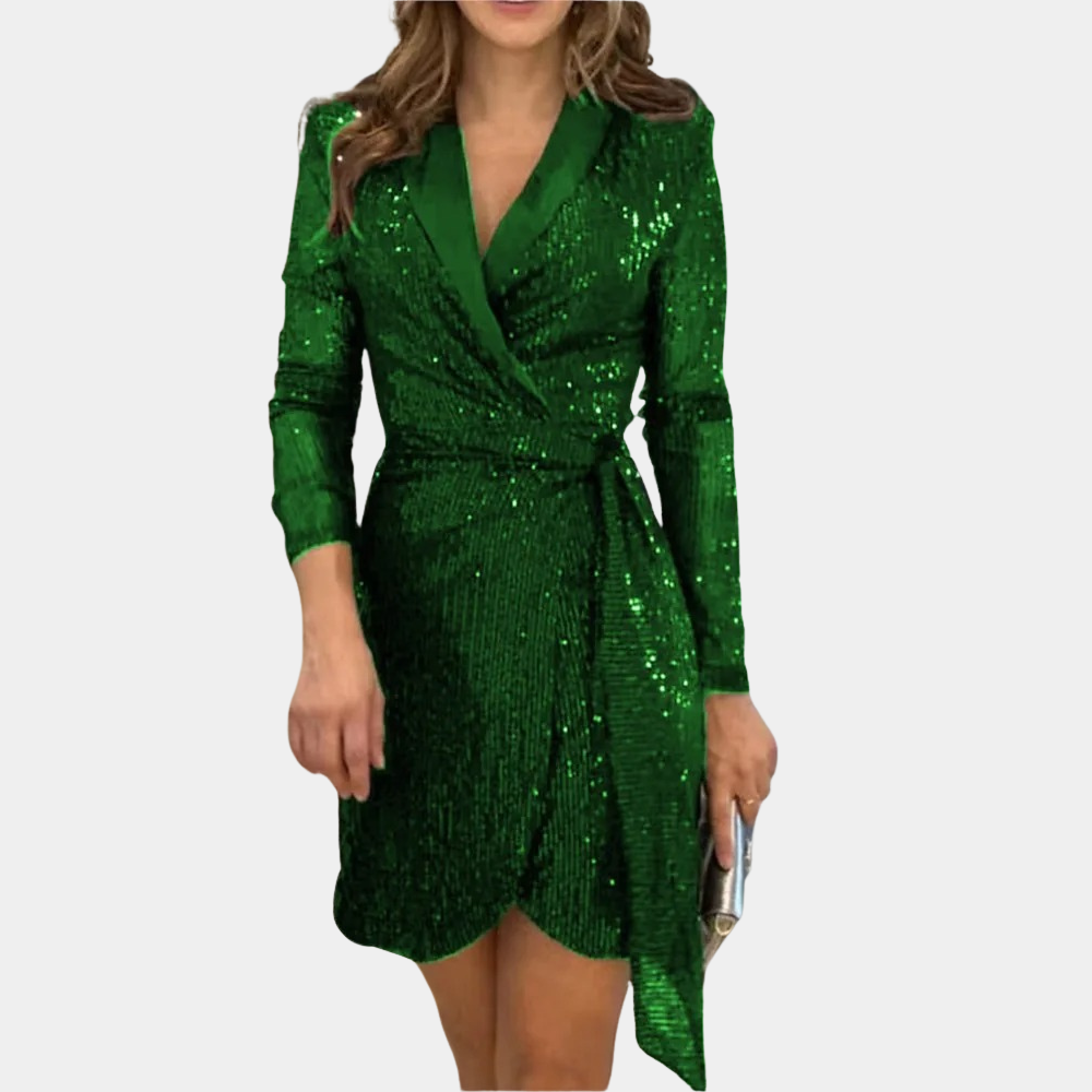 Levoire | Élégante Robe Blazer Pour Femmes Avec Ceinture Chic, Polyvalente & Parfaite Pour Des Occasions Spéciales Vert