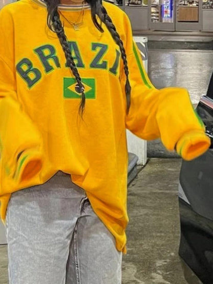 Levoire | Impression Brève Couleur Contrastée Rayée Sweat-Shirt