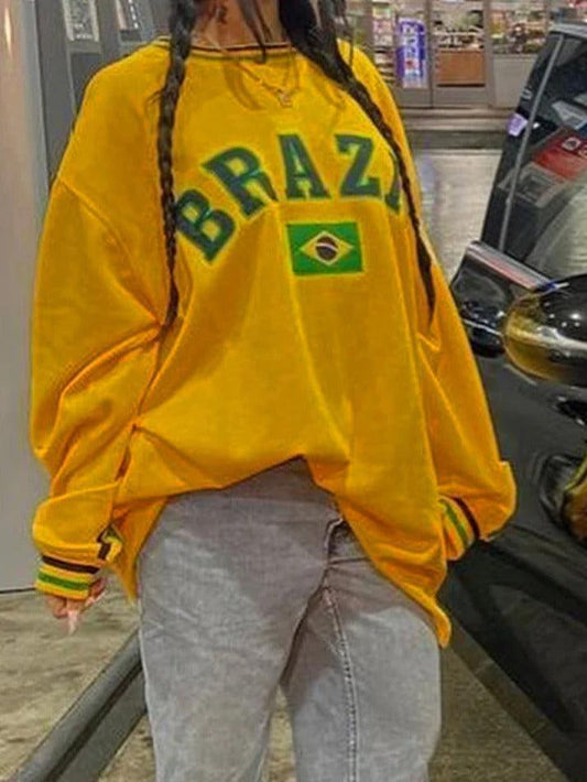 Levoire | Impression Brève Couleur Contrastée Rayée Sweat-Shirt