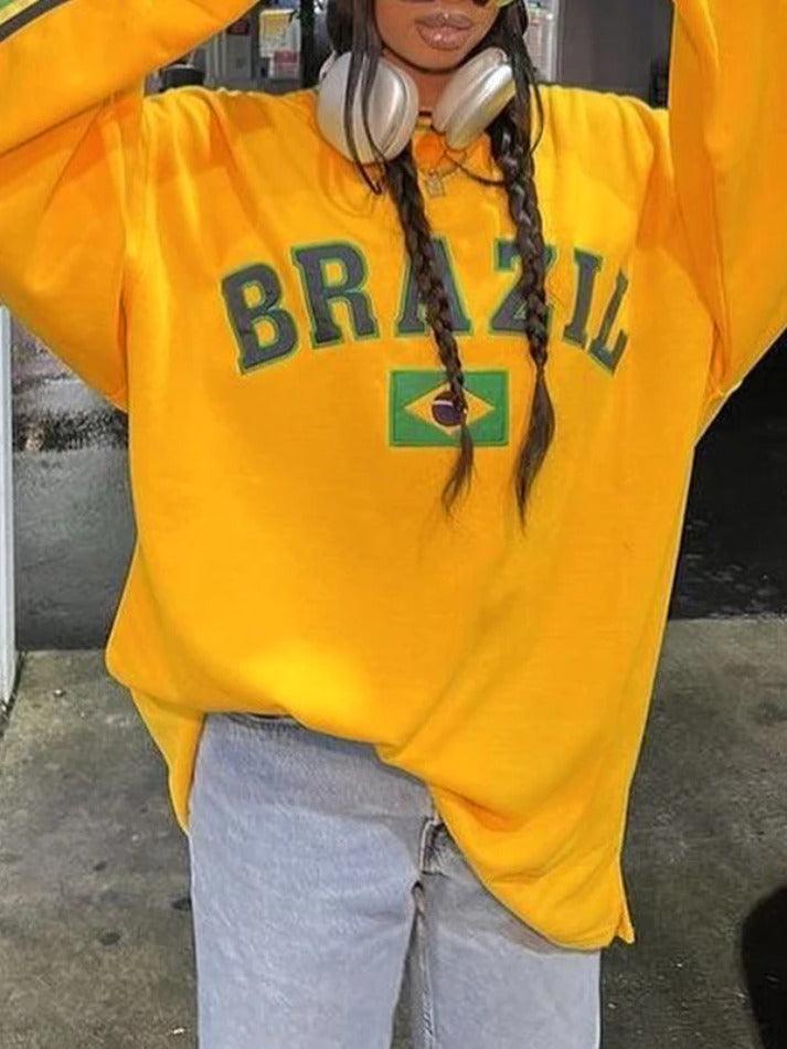 Levoire | Impression Brève Couleur Contrastée Rayée Sweat-Shirt