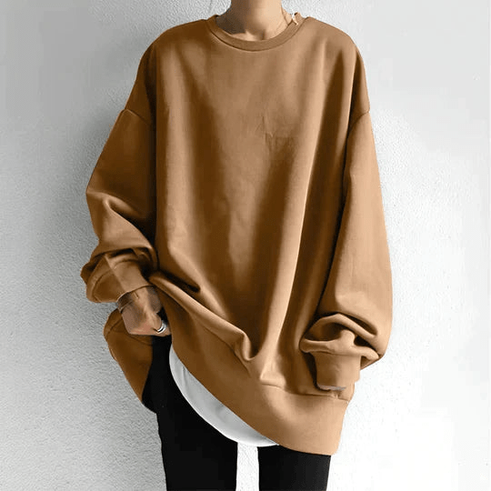 Levoire | Grande taille pull avec épaules abaissées femme Sweatshirt Jumper Gilet Braun