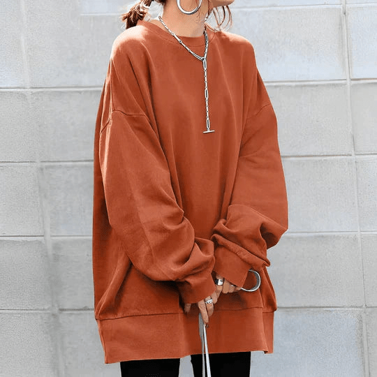 Levoire | Grande taille pull avec épaules abaissées femme Sweatshirt Jumper Gilet Orange