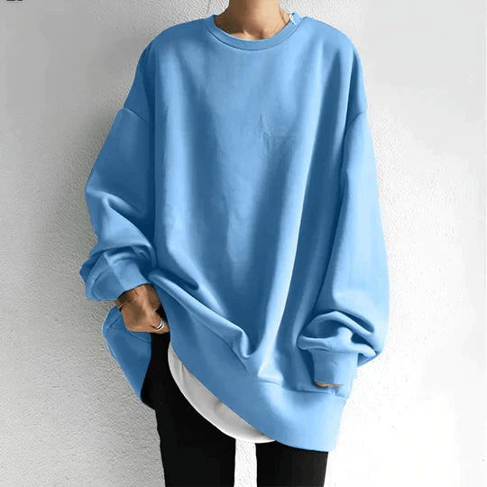 Levoire | Grande taille pull avec épaules abaissées femme Sweatshirt Jumper Gilet Bleu ciel