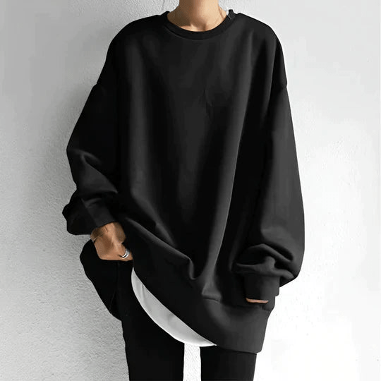 Levoire | Grande taille pull avec épaules abaissées femme Sweatshirt Jumper Gilet Noir
