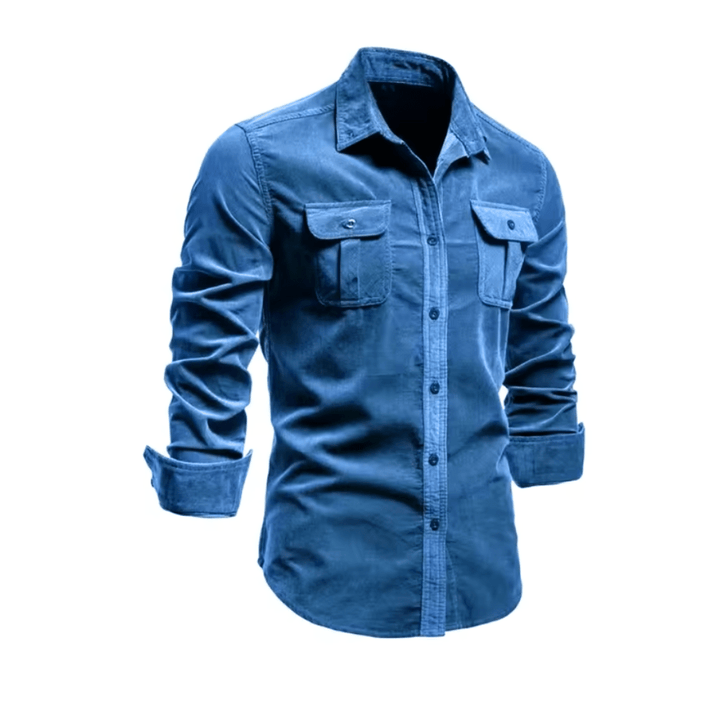 Levoire | Chemise Homme Velours Côtelé Tendance & Confortable Bleu
