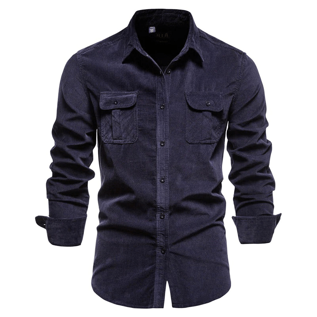 Levoire | Chemise Homme Velours Côtelé Tendance & Confortable Bleu foncé
