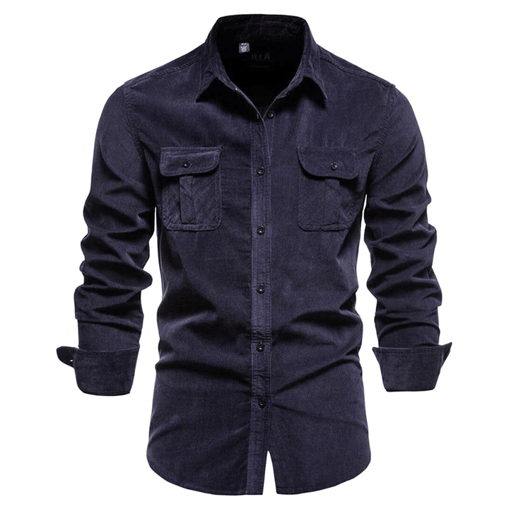 Levoire | Chemise Homme Velours Côtelé Tendance & Confortable Bleu foncé