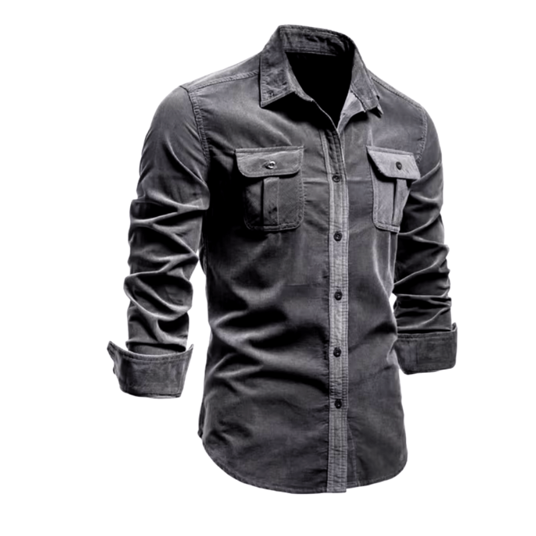 Levoire | Chemise Homme Velours Côtelé Tendance & Confortable Gris