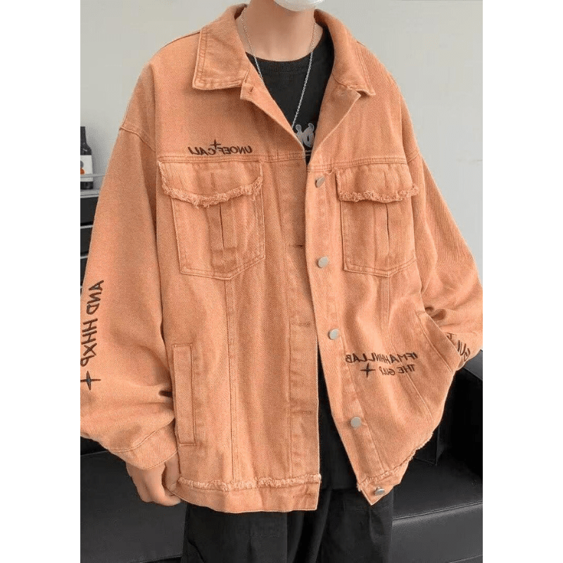 Levoire | Veste pour hommes orange en denim automne tendance et nouveau style pour tenues décontractées 2XL
