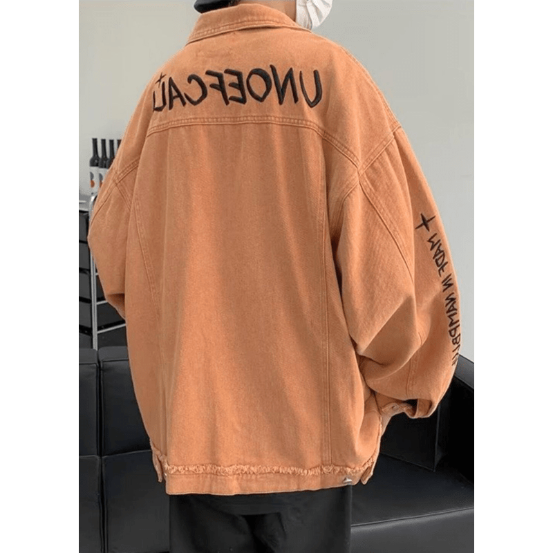 Levoire | Veste pour hommes orange en denim automne tendance et nouveau style pour tenues décontractées