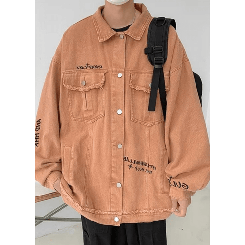 Levoire | Veste pour hommes orange en denim automne tendance et nouveau style pour tenues décontractées