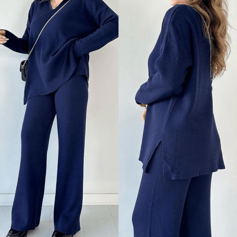 Levoire | Ensemble Pantalon T-shirt Femme Manches Longues Confort Bleu