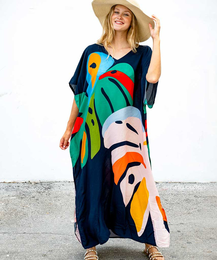 Levoire | Élégant Kaftan Femme Aéré, Précieux & Parfait Pour Les Occasions Spéciales Bleu foncé Taille unique