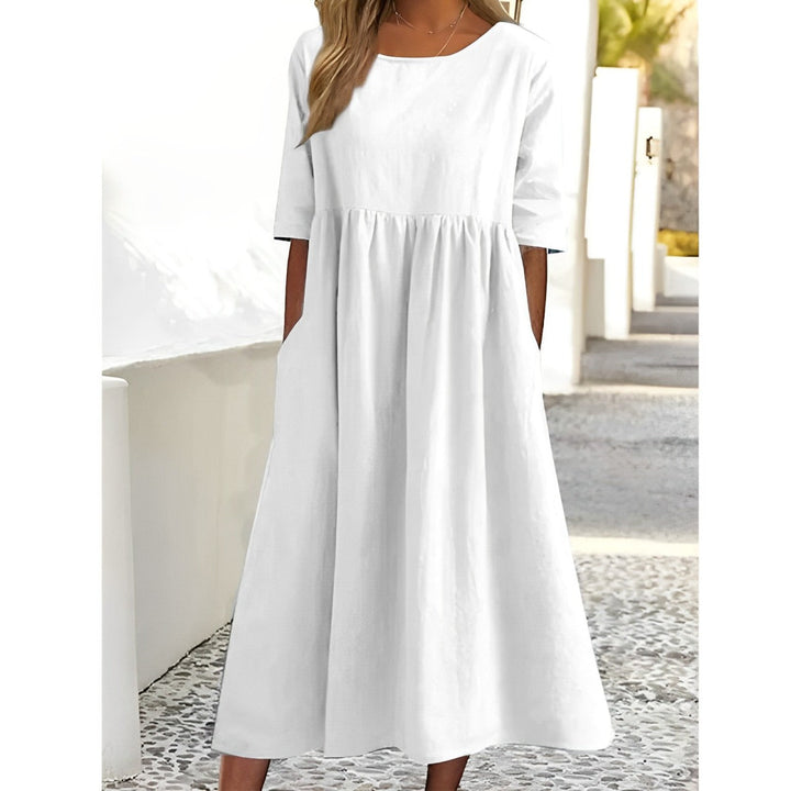 Levoire | Robe Midi En Lin De Coton Respirant Blanc