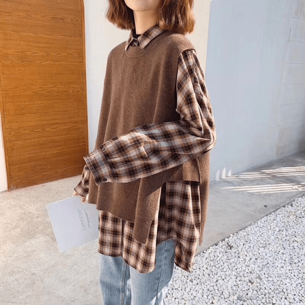 Levoire | Pull sans manches en tricot élégant dames cardigan Café Une taille