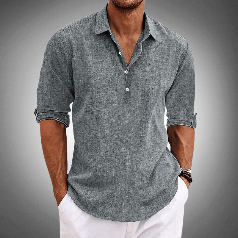Levoire | Chemise en lin classique pour homme Coupe confortable Gris