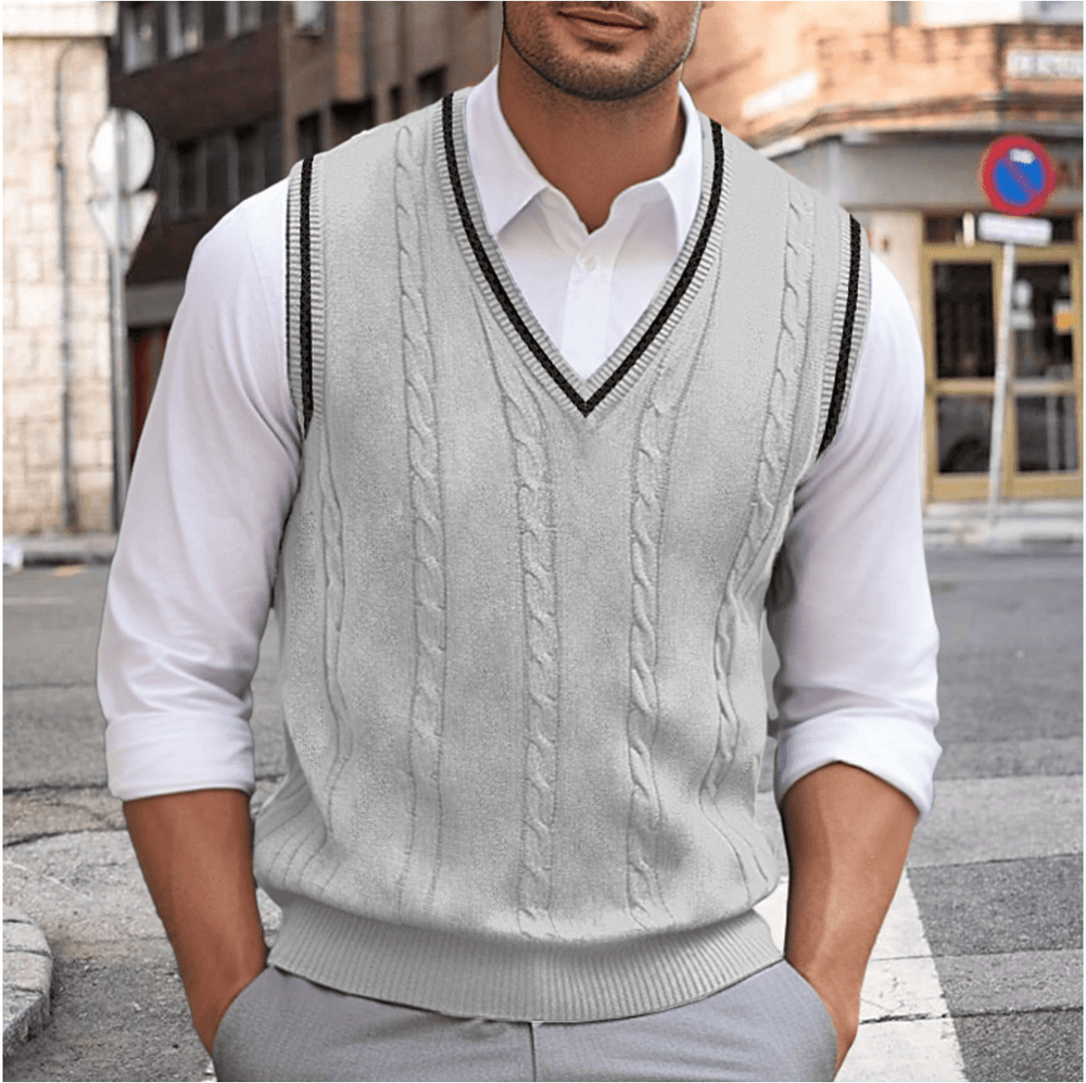 Levoire | Pull Sans Manches Col V Homme Gris clair