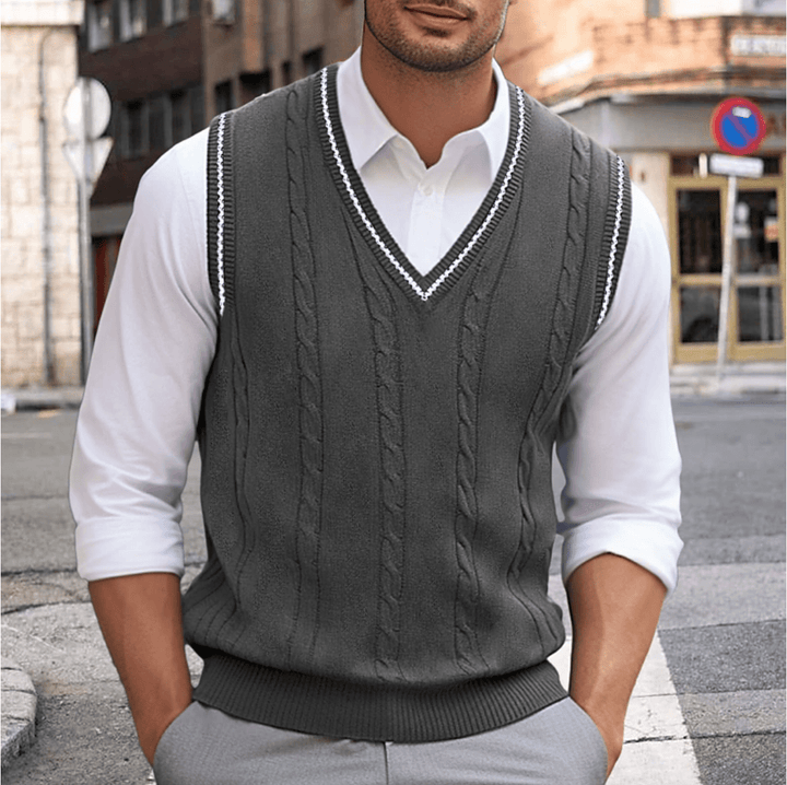 Levoire | Pull Sans Manches Col V Homme Gris foncé