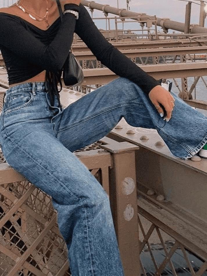 Levoire | Jean Boyfriend Lavé À La Hell Bleu