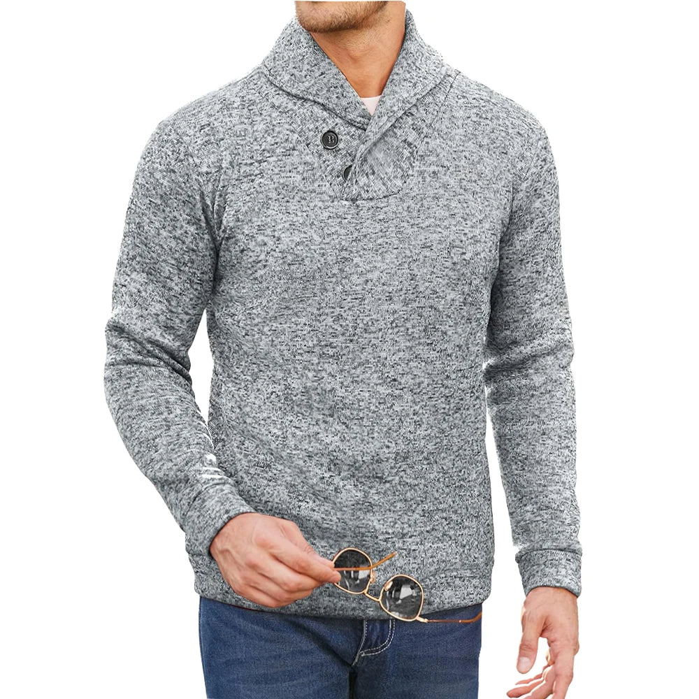 Levoire | Pull En Tricot Mi-Hauteur Avec Boutons Pour Hommes Gris clair