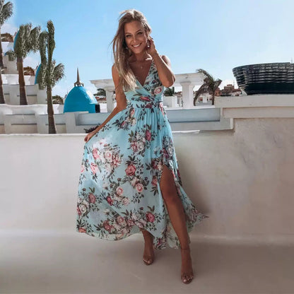 Levoire | Robe Maxi D'Été Avec Imprimé Bleu clair