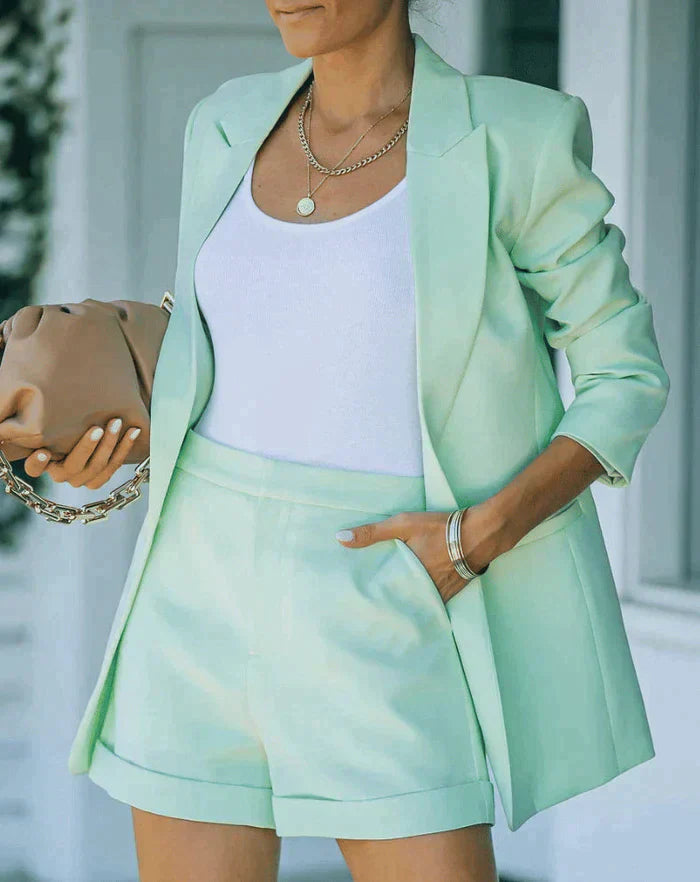 Levoire | Élégant Ensemble Blazer Et Shorts Vert menthe