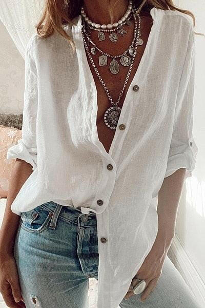 Levoire | Chemise Femme En Coton Et Lin Léger Blanc