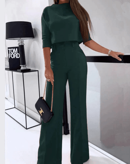 Levoire | Ensemble 2 pièces pour femmes Pantalon droit taille haute Vert