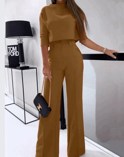 Levoire | Ensemble 2 pièces pour femmes Pantalon droit taille haute Jaune