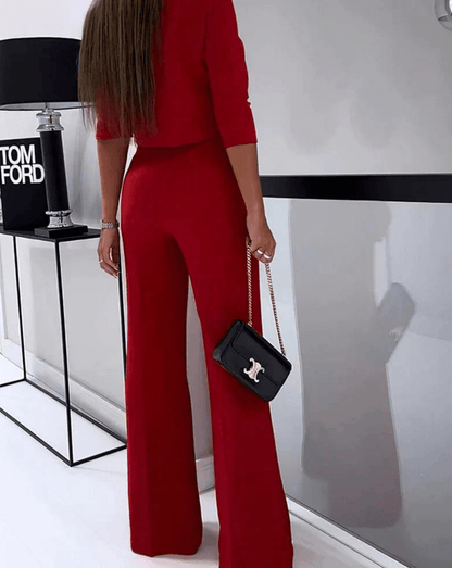 Levoire | Ensemble 2 pièces pour femmes Pantalon droit taille haute Rot