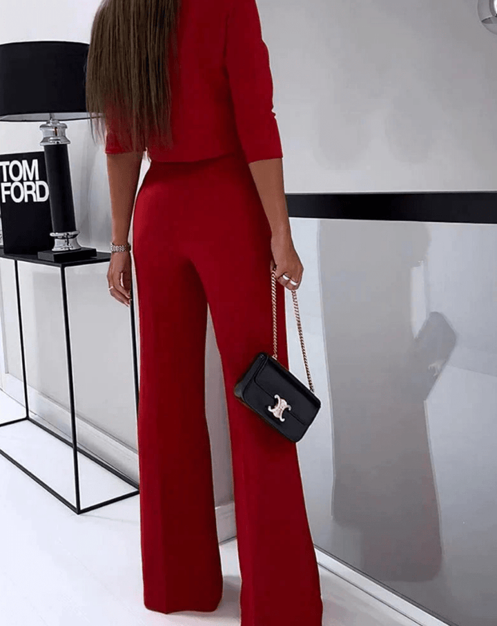 Levoire | Ensemble 2 pièces pour femmes Pantalon droit taille haute Rot