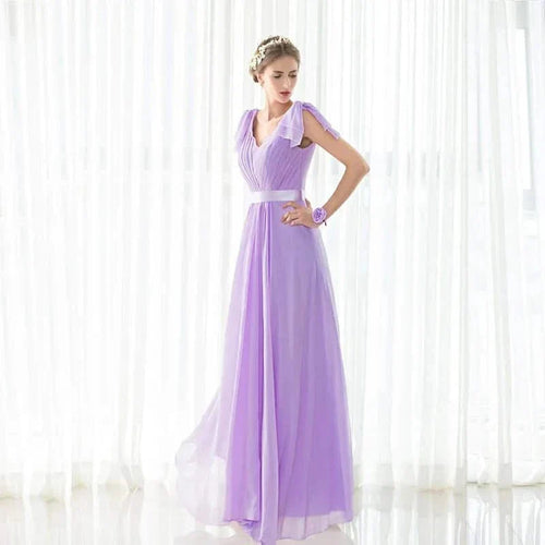 Levoire | Robe De Mariée En Chiffon Lilas À Ligne A Avec Décolleté En V