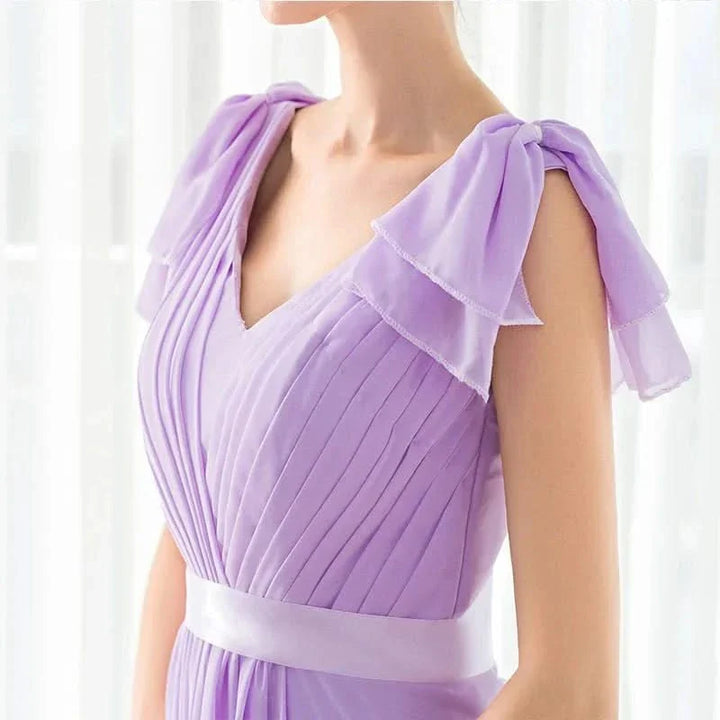 Levoire | Robe De Mariée En Chiffon Lilas À Ligne A Avec Décolleté En V
