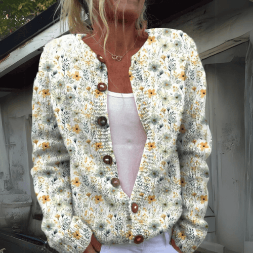 Levoire | Veste en tricot pour femmes avec motif floral unique Veste en tricot confortable