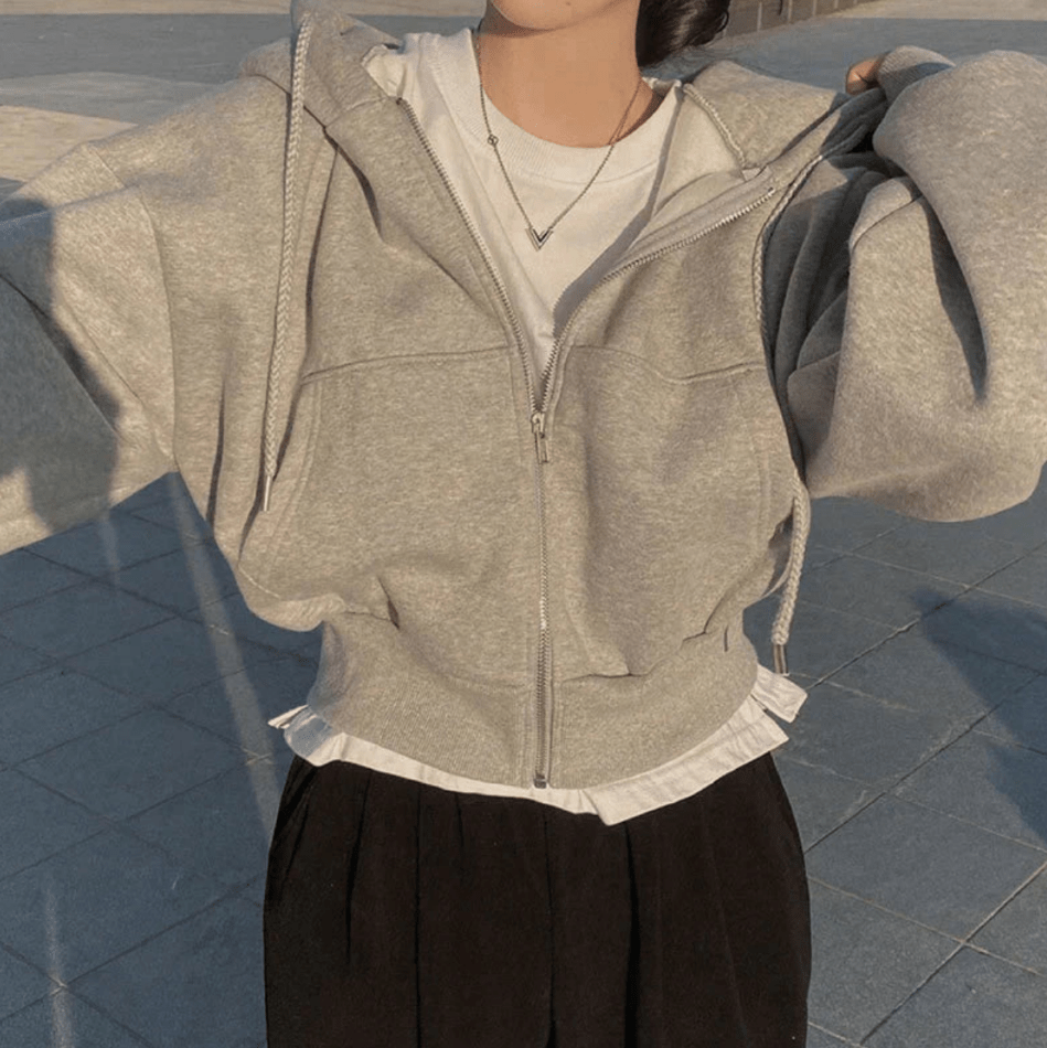 Levoire | Grande taille femme gilet avec fermeture éclair design tendance & confortable Gris clair