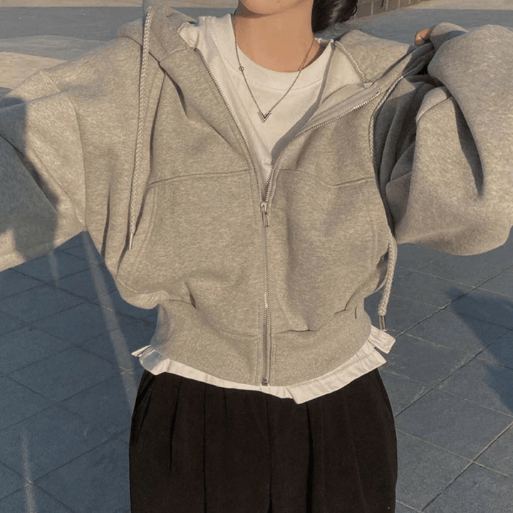 Levoire | Grande taille femme gilet avec fermeture éclair design tendance & confortable Gris clair