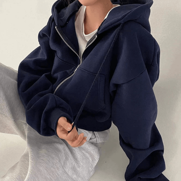 Levoire | Grande taille femme gilet avec fermeture éclair design tendance & confortable Bleu
