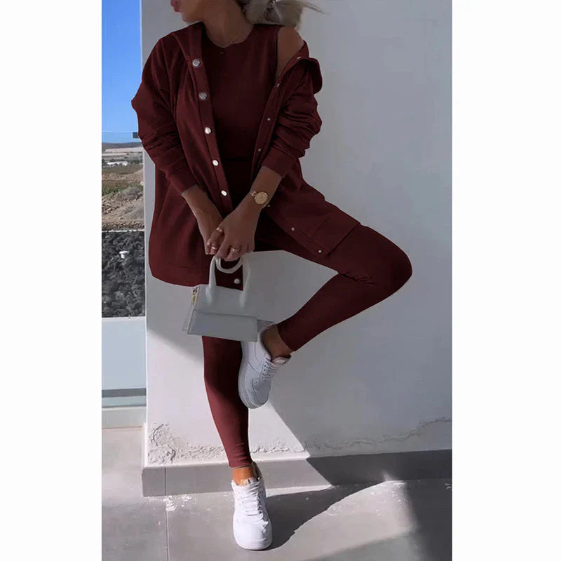 Levoire | Ensemble Élégant De Sweatshirt Et Leggings Pour Dames Rot