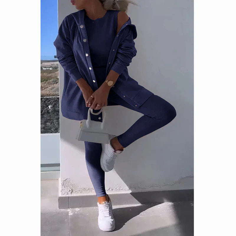 Levoire | Ensemble Élégant De Sweatshirt Et Leggings Pour Dames Bleu Foncé
