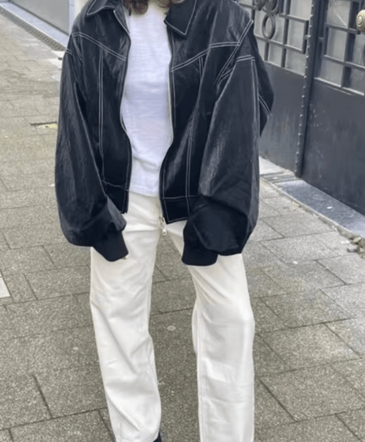 Levoire | Veste Bomber en Cuir Femme Noir