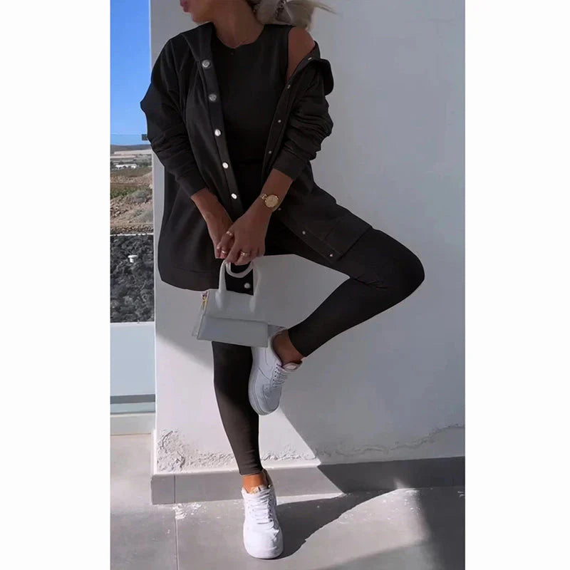 Levoire | Ensemble Élégant De Sweatshirt Et Leggings Pour Dames Noir