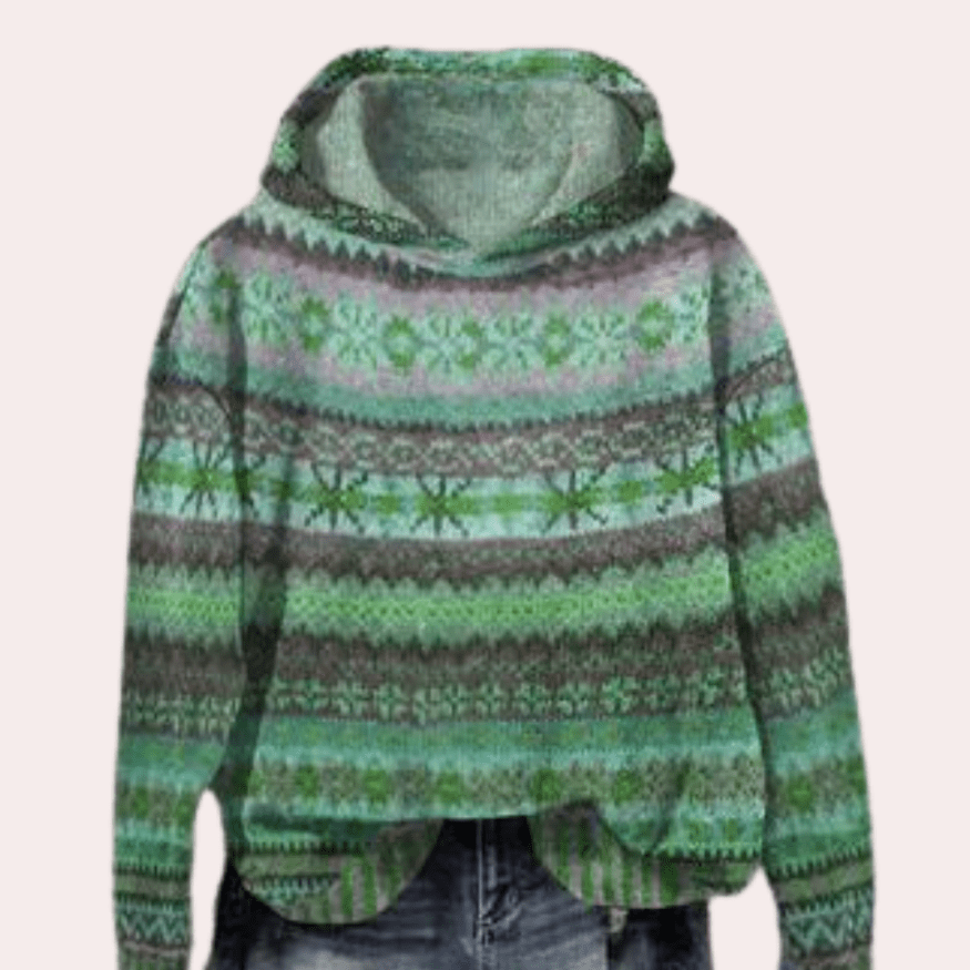 Levoire | Pull Capuche Femme Rétro Style Vintage Confort Vert