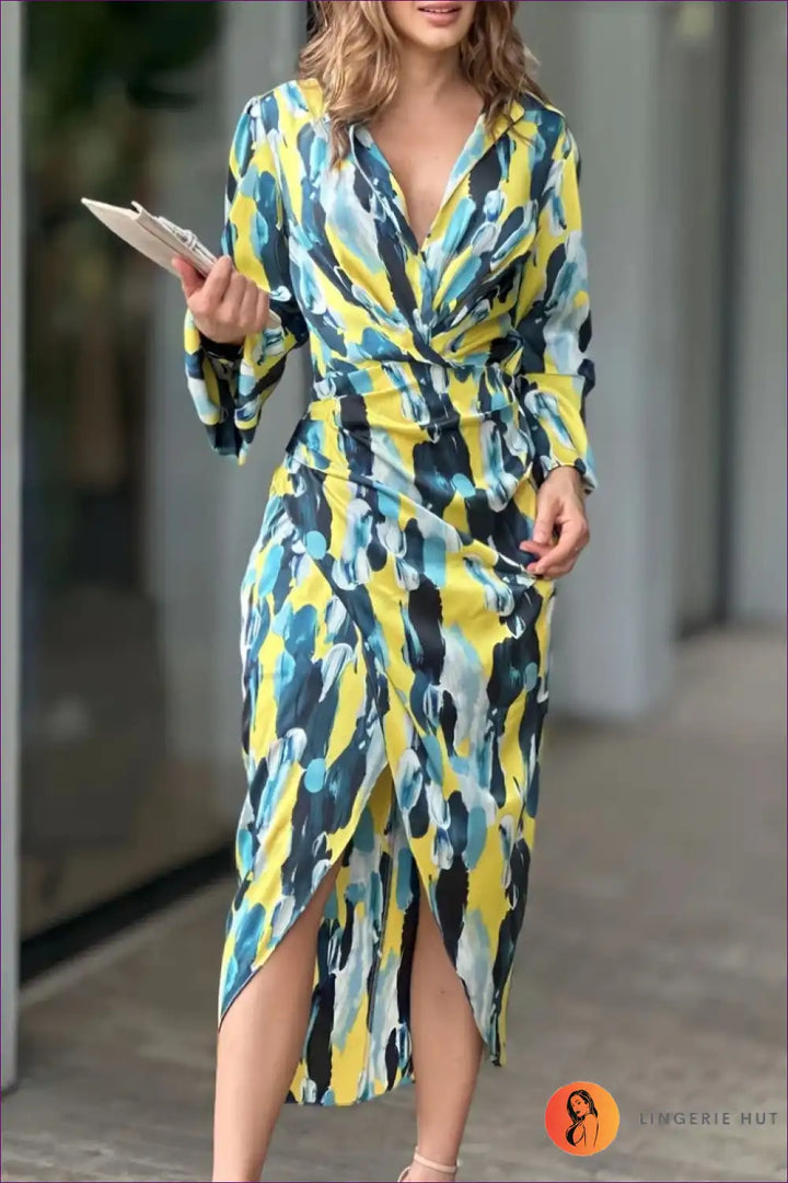 Levoire | Robe portefeuille à imprimé abstrait - Vivante et élégante Vert