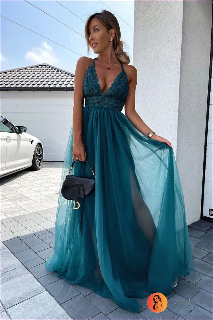Levoire | Pêche Rose Foncé Maxi Robe - Élégance Intemporelle Vert