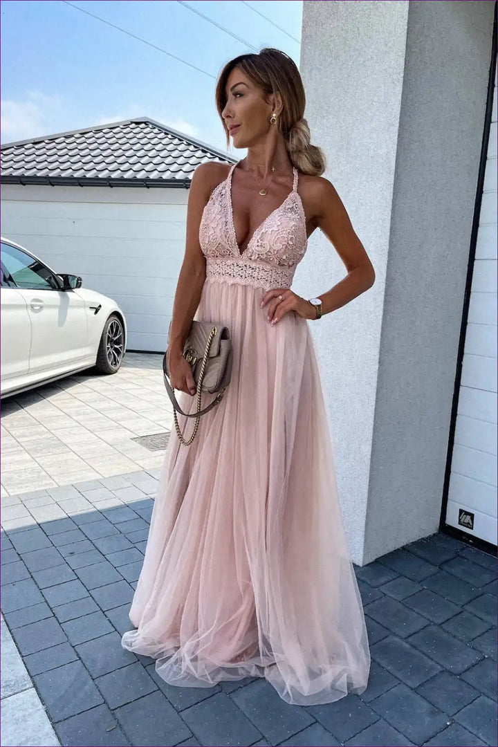 Levoire | Pêche Rose Foncé Maxi Robe - Élégance Intemporelle Rosa