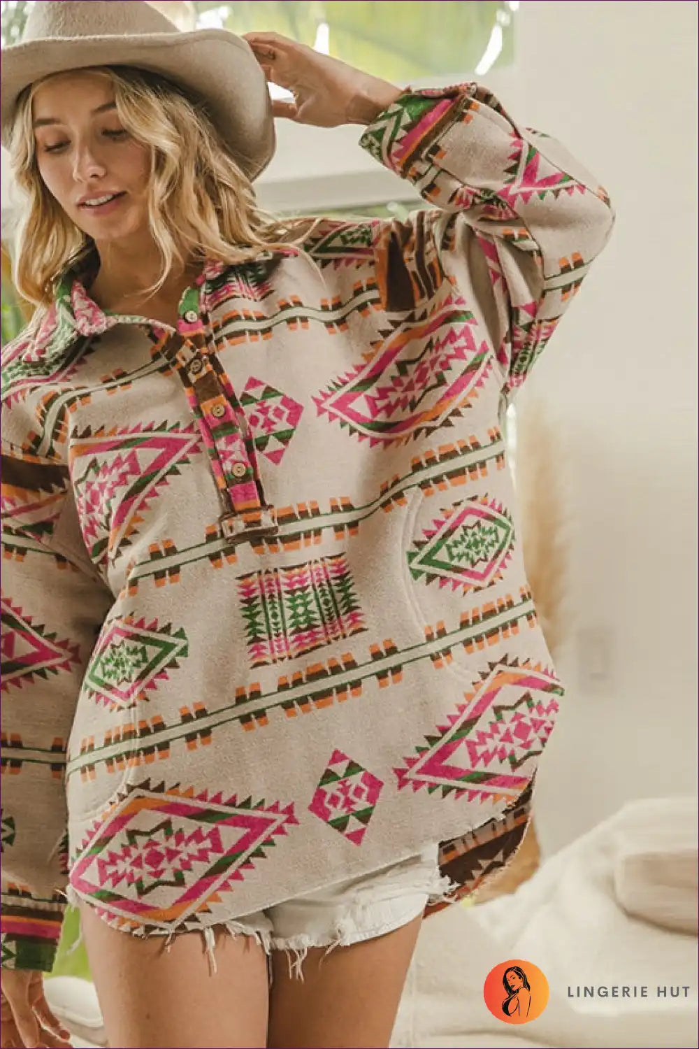Levoire | Pull-over à imprimé aztèque boho – Décontracté & Vivant