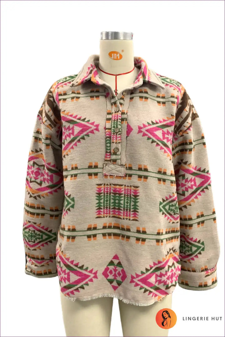 Levoire | Pull-over à imprimé aztèque boho – Décontracté & Vivant