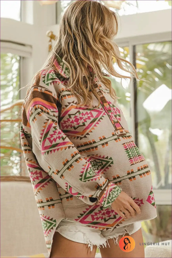 Levoire | Pull-over à imprimé aztèque boho – Décontracté & Vivant